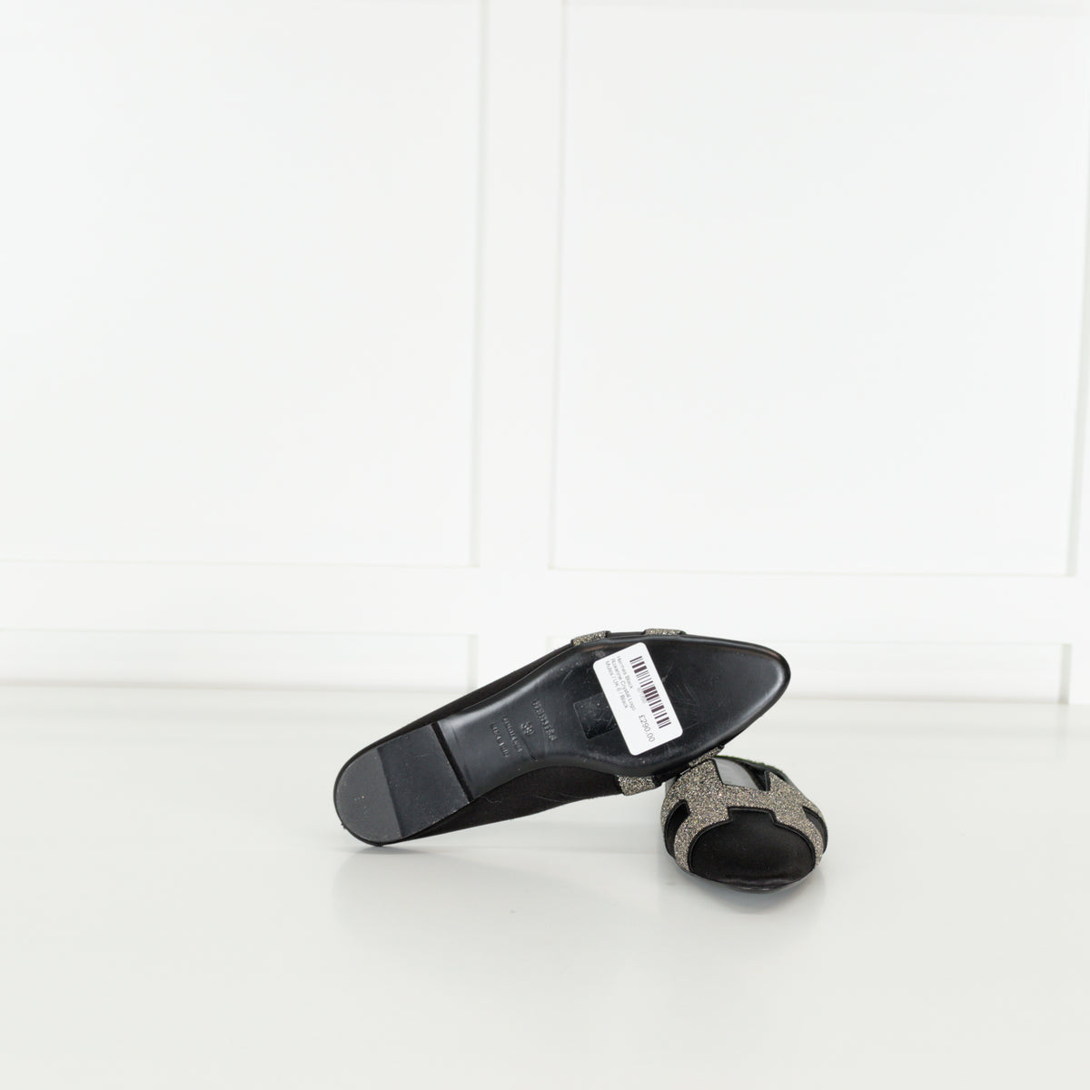Hermes Black Roxanne Crystal Logo Mules
