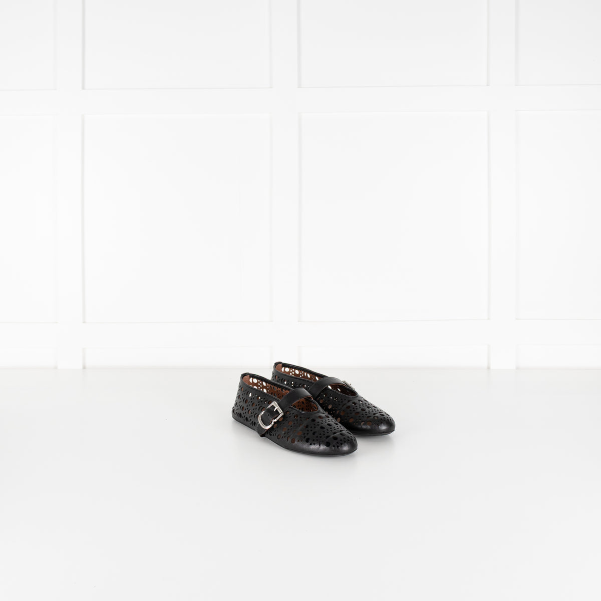 Alaia Black Vienne Cut Out Lambskin Ballerina Shoes