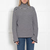 Max Mara Navy White Striped High Neck Sweater