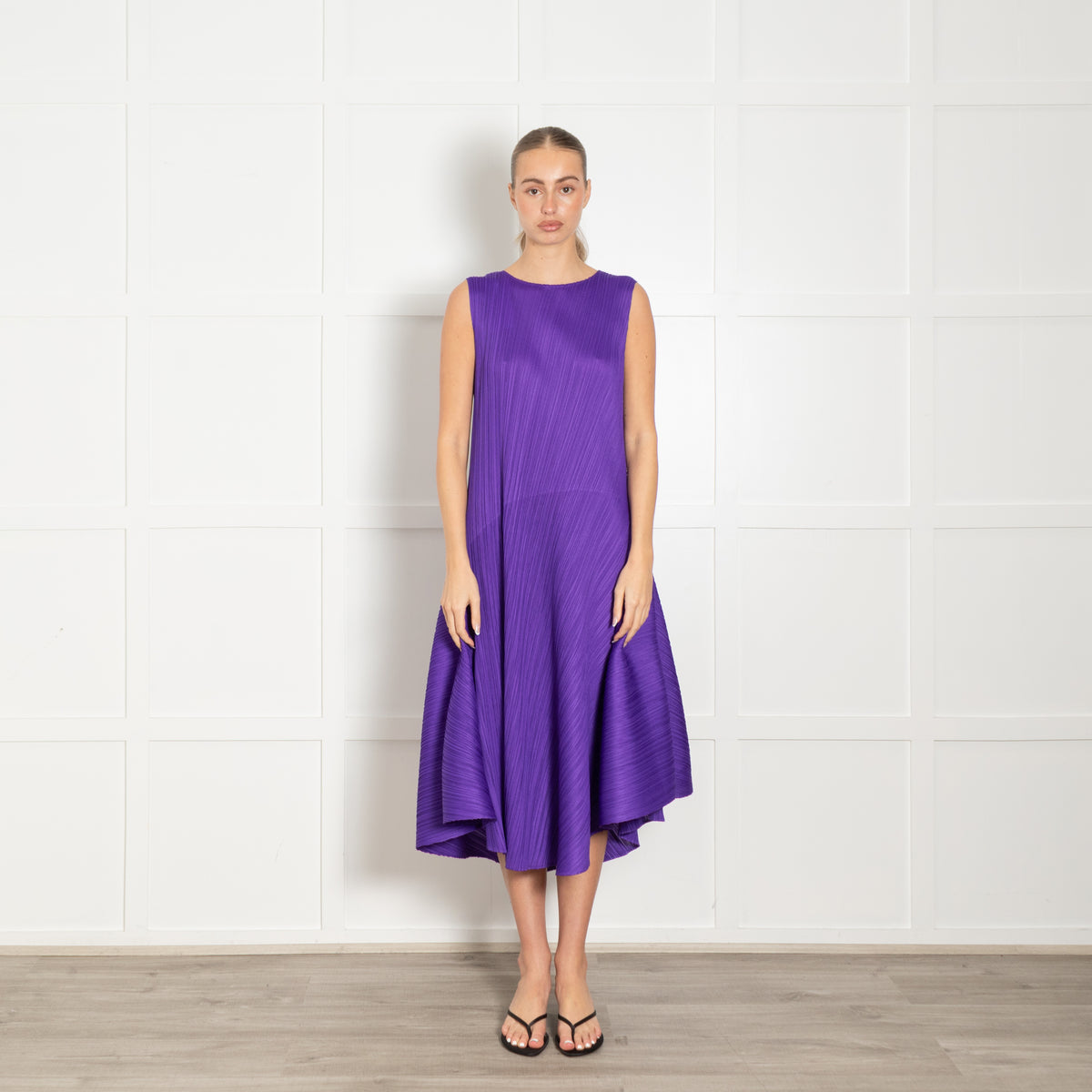 Issey Miyake Pleats Please Purple Sleeveless Asymmetric Dress