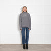 Max Mara Navy White Striped High Neck Sweater