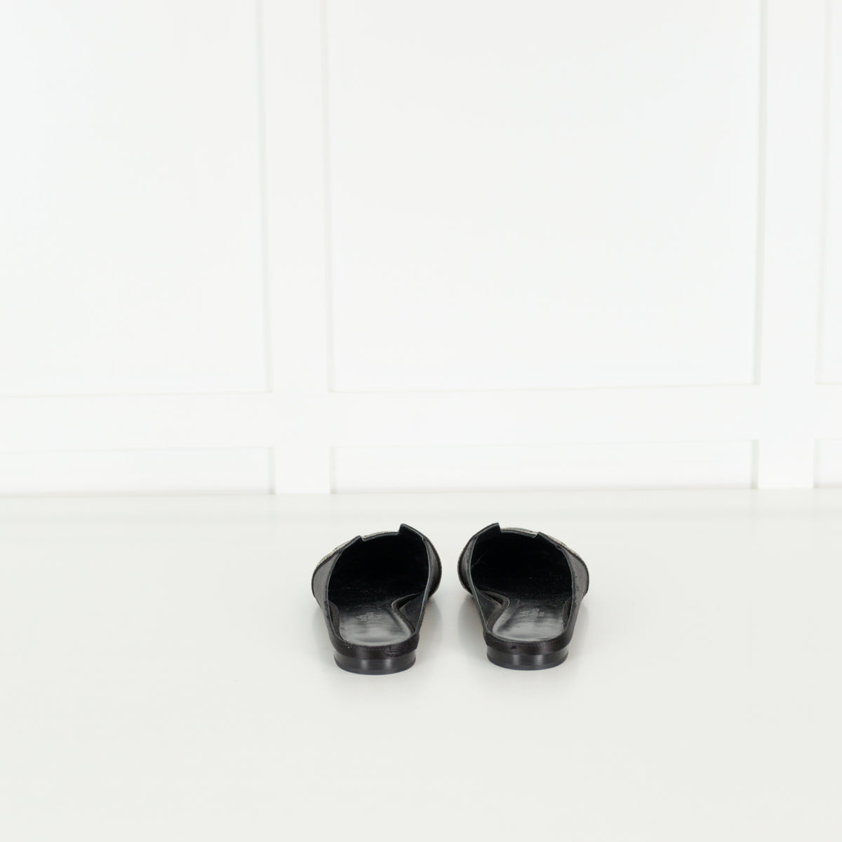 Hermes Black Roxanne Crystal Logo Mules