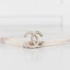 Chanel Silver Faux Pearl CC Brooch