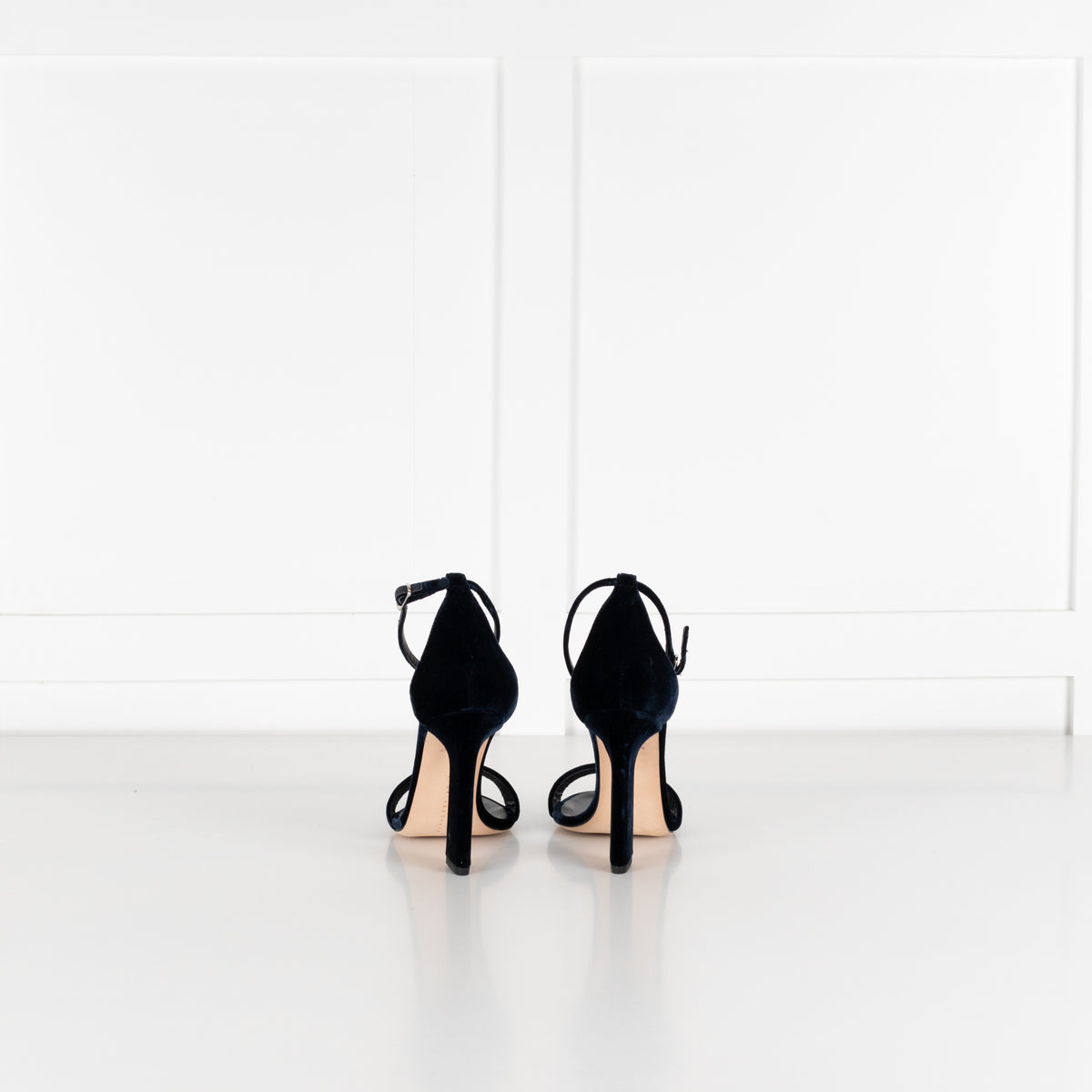 Victoria Beckham Navy Velvet Heeled Sandals
