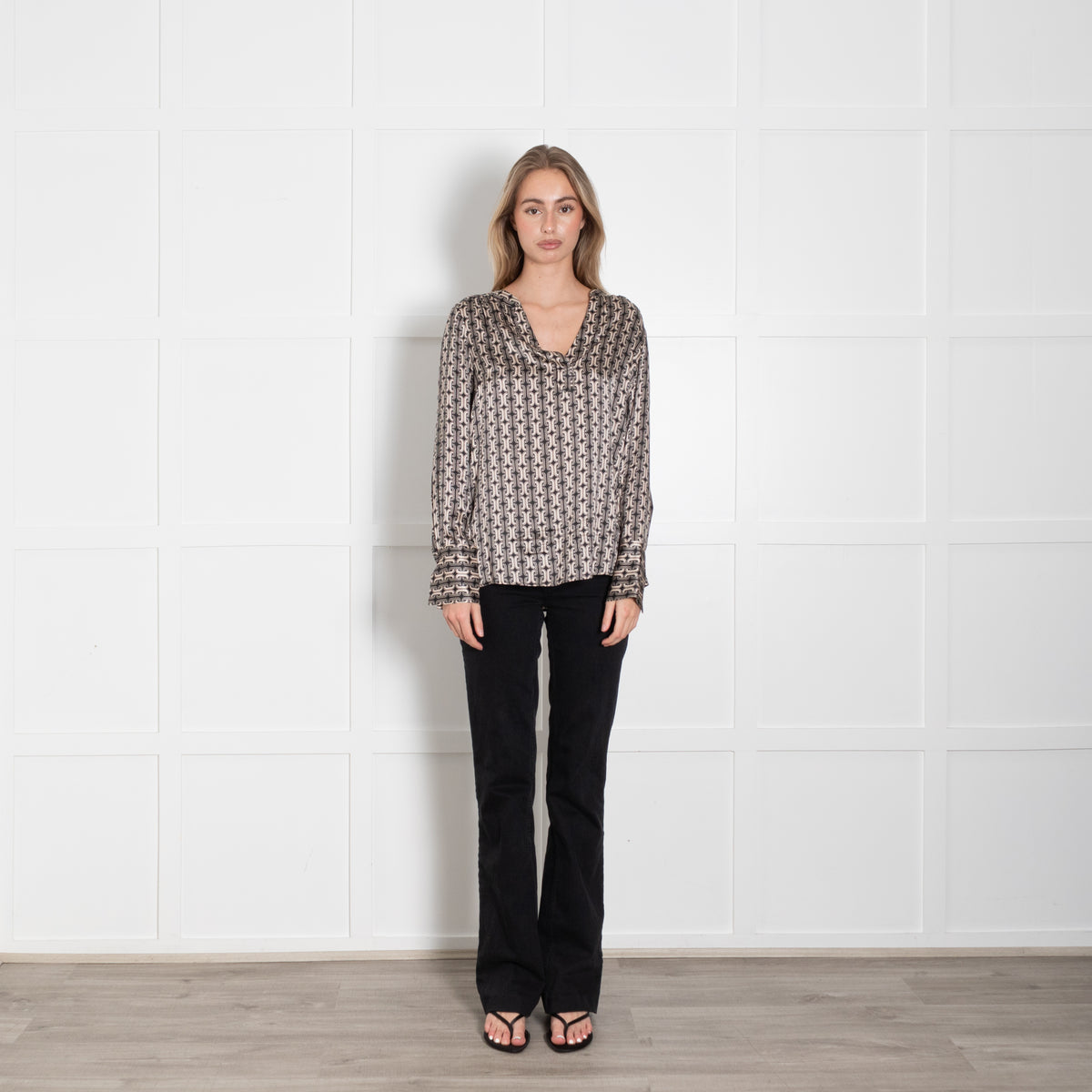 Dea Kudibal Chain Link Black & Cream Silk Blouse