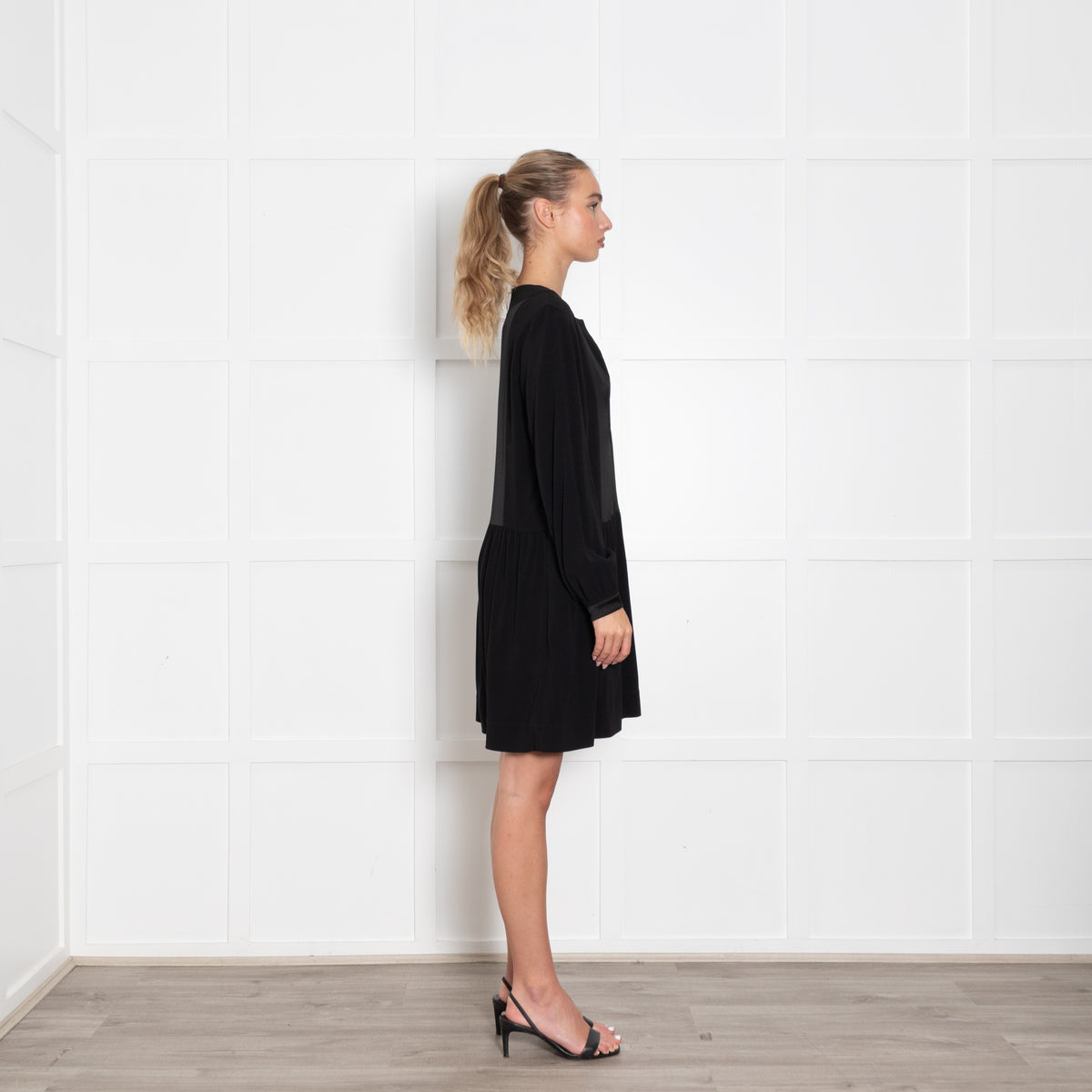 Zadig & Voltaire Black Satin Bib Front Mini Dress