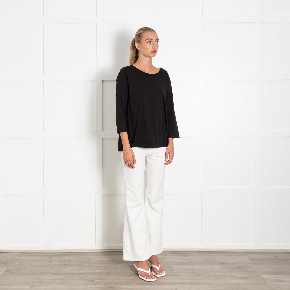 Ba&Sh Black Cotton Lace Up Detail T-Shirt