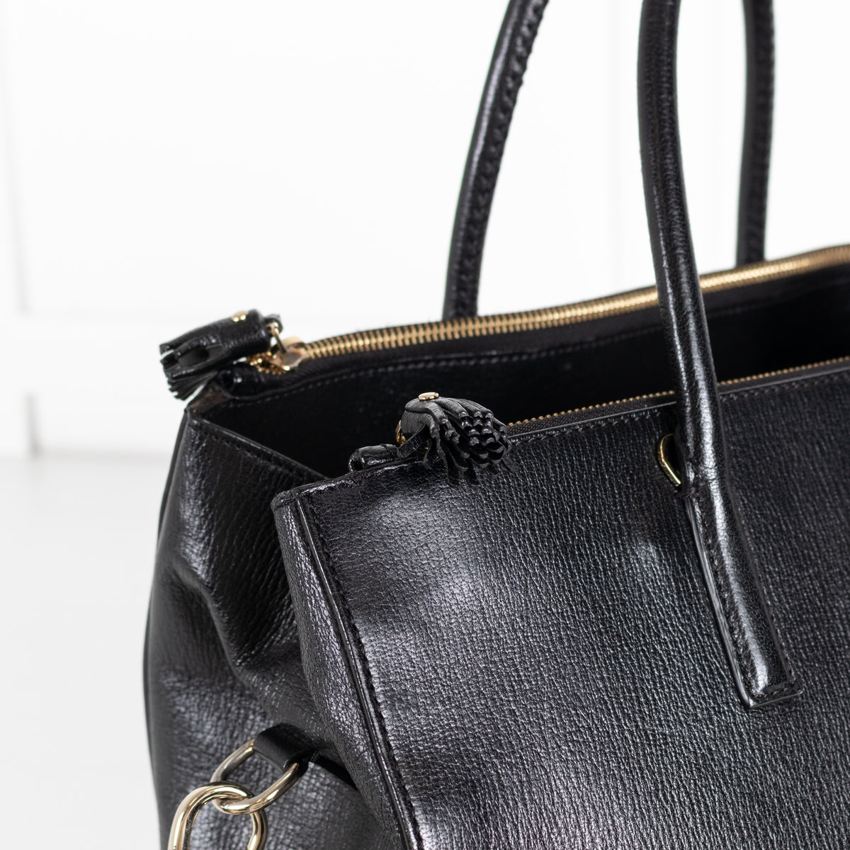 Anya Hindmarch Black Leather Ebury Tote Bag