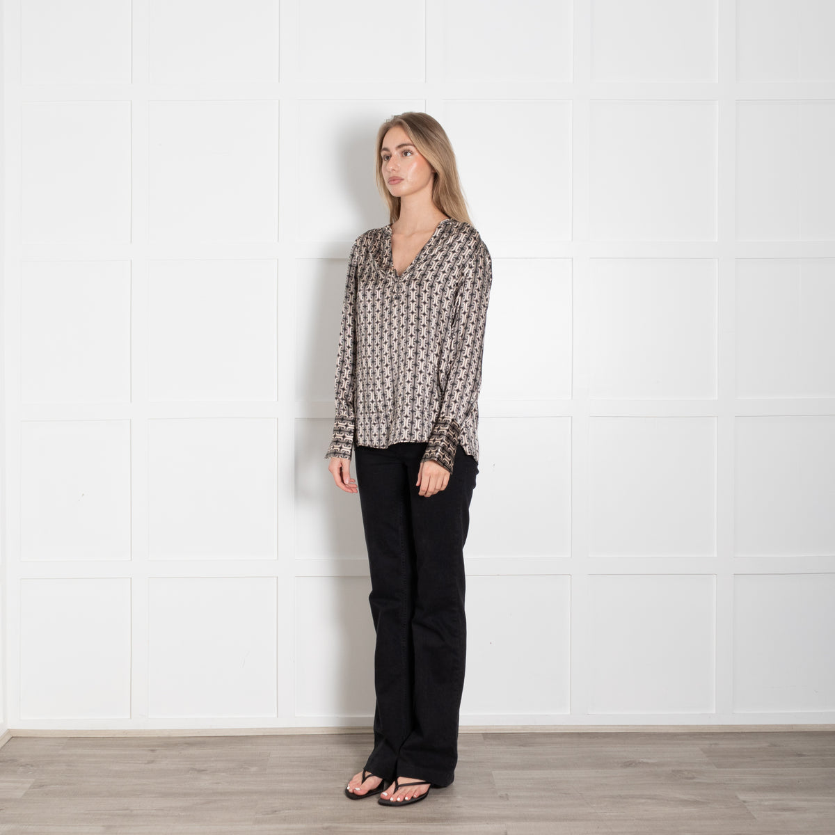 Dea Kudibal Chain Link Black & Cream Silk Blouse