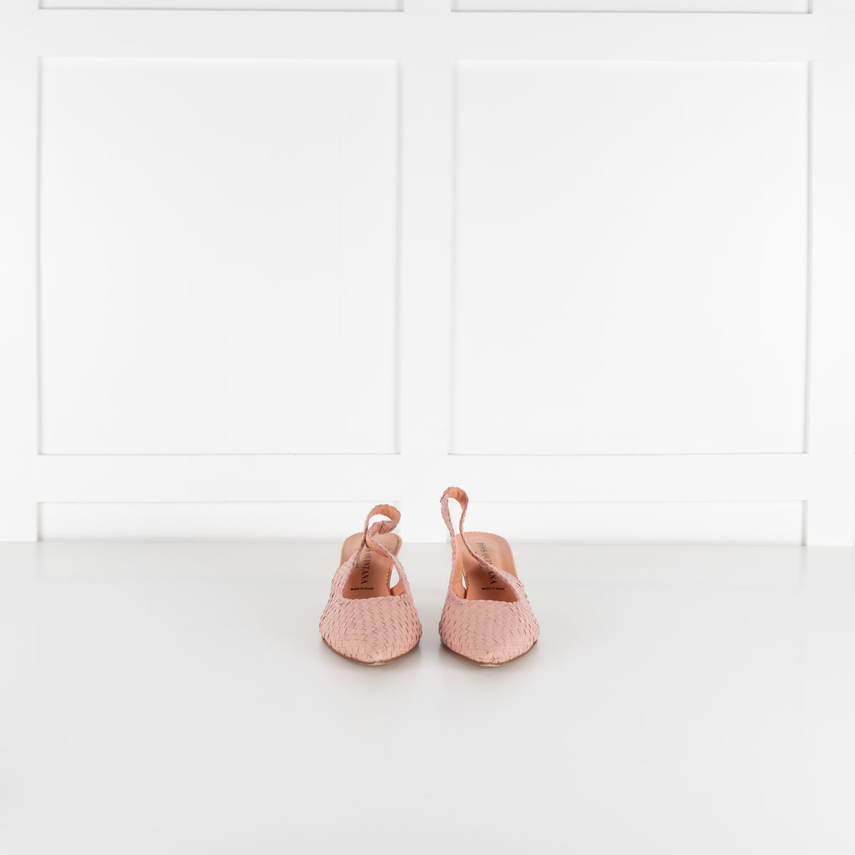Pons Quintana Dusty Pink Woven Leather Heeled Slingbacks