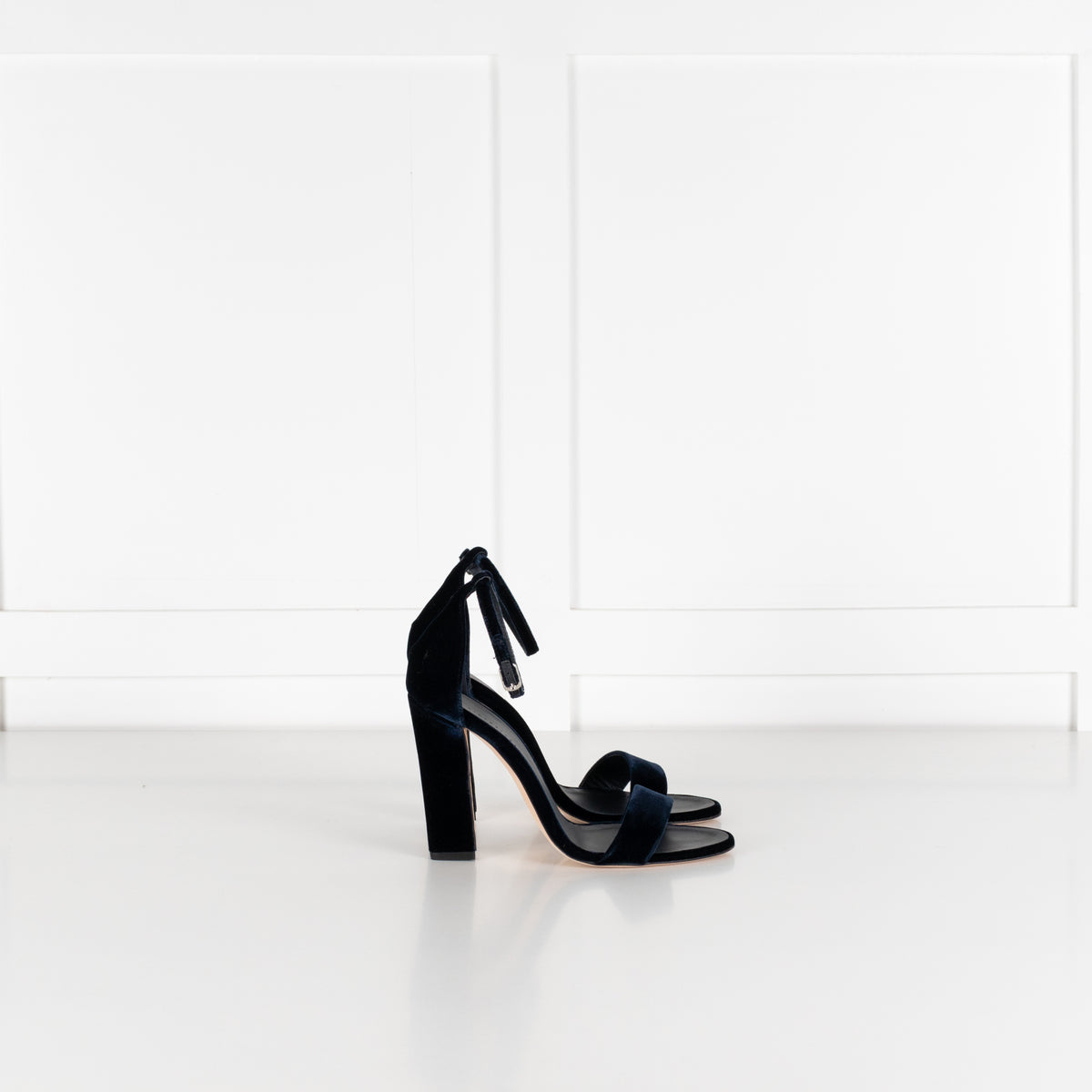 Victoria Beckham Navy Velvet Heeled Sandals