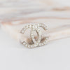 Chanel Silver Faux Pearl CC Brooch