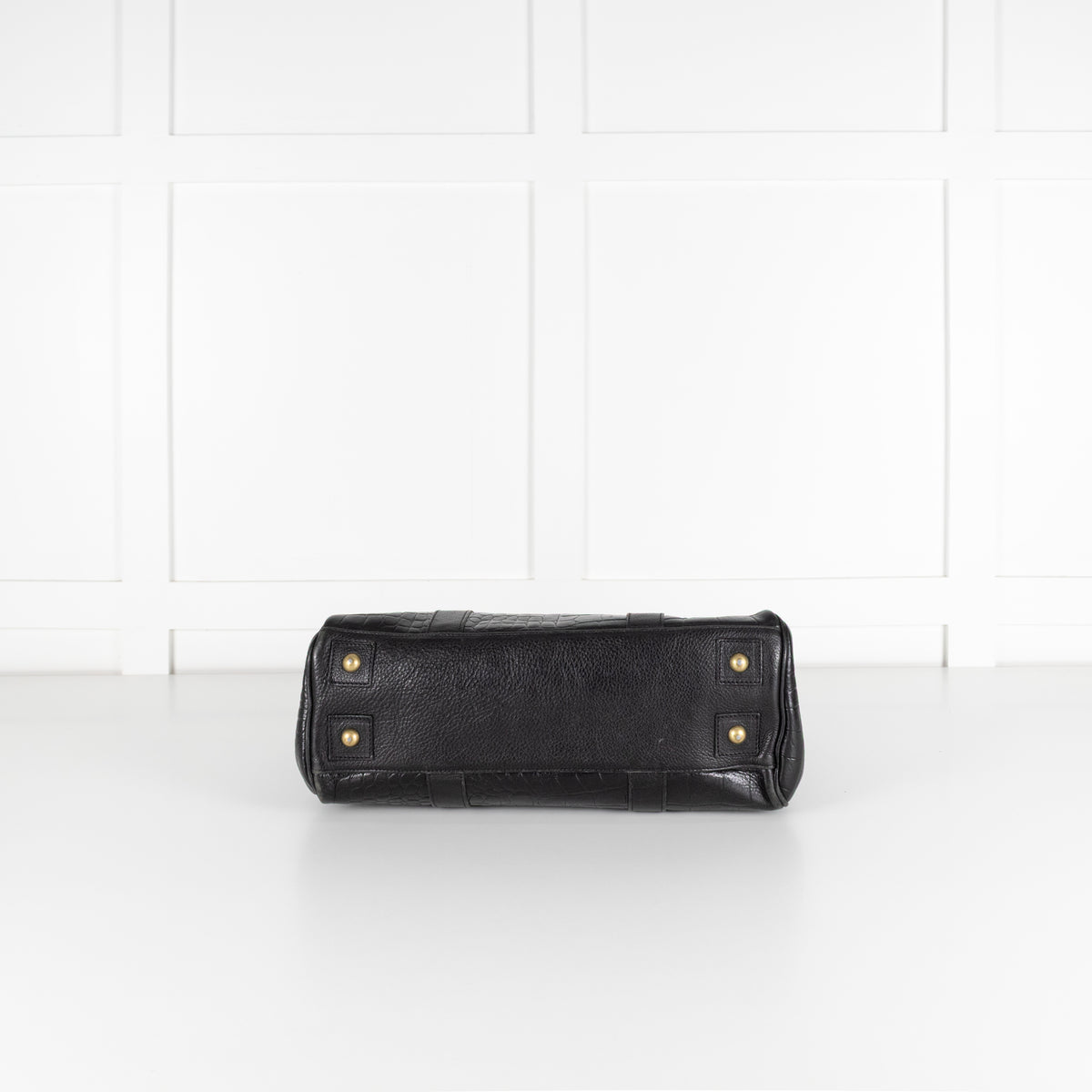 Mulberry Black Moc Croc Bayswater Top Handle Bag