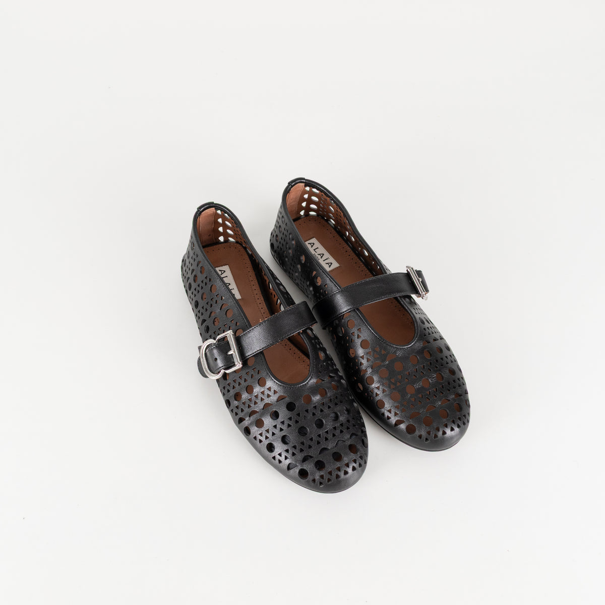 Alaia Black Vienne Cut Out Lambskin Ballerina Shoes