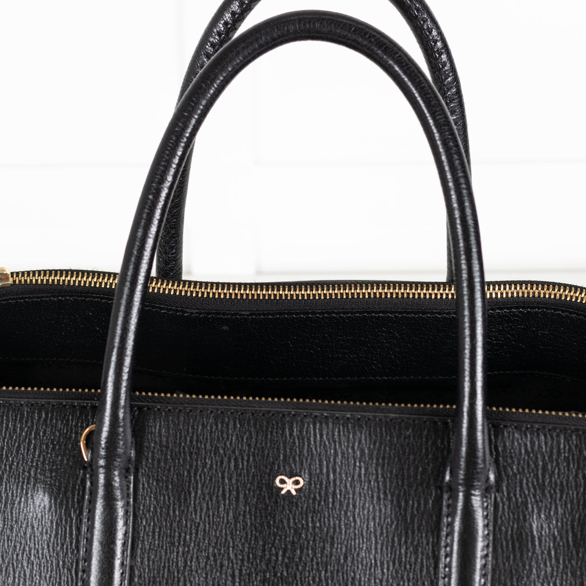 Anya Hindmarch Black Leather Ebury Tote Bag