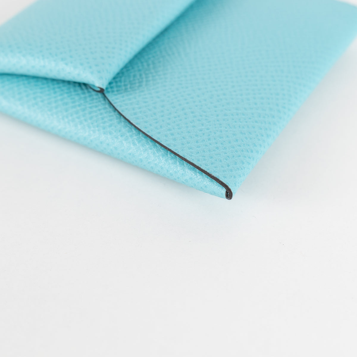 Hermes Turquoise Leather Bastia Coin Purse