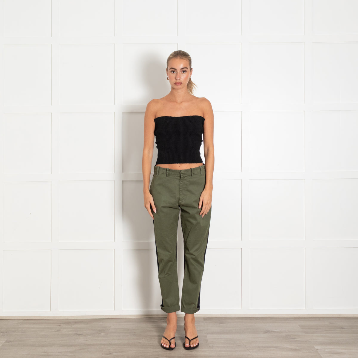 No.21 Khaki Black Two Tone Trousers