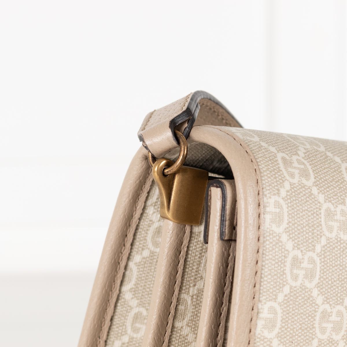 Gucci Beige & White Canvas Interlocking G Crossbody Bag
