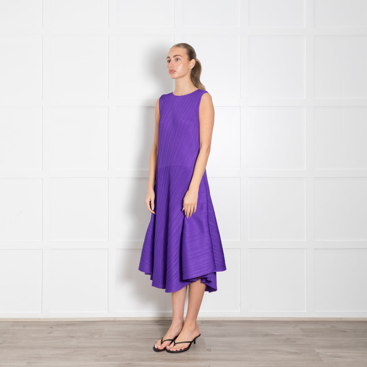 Issey Miyake Pleats Please Purple Sleeveless Asymmetric Dress