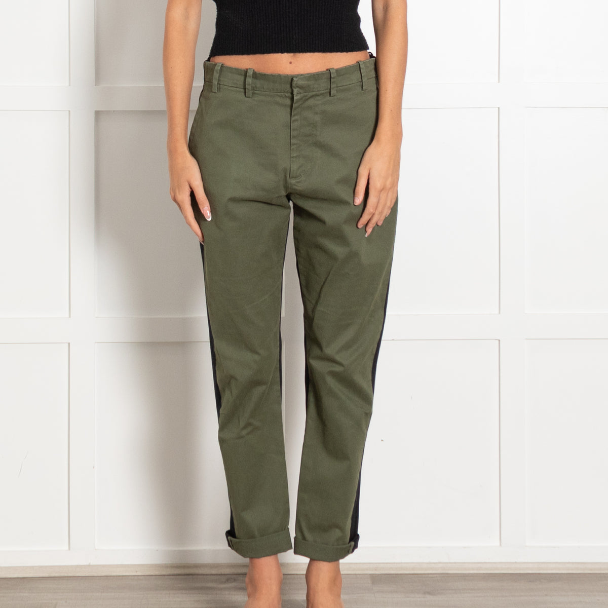 No.21 Khaki Black Two Tone Trousers