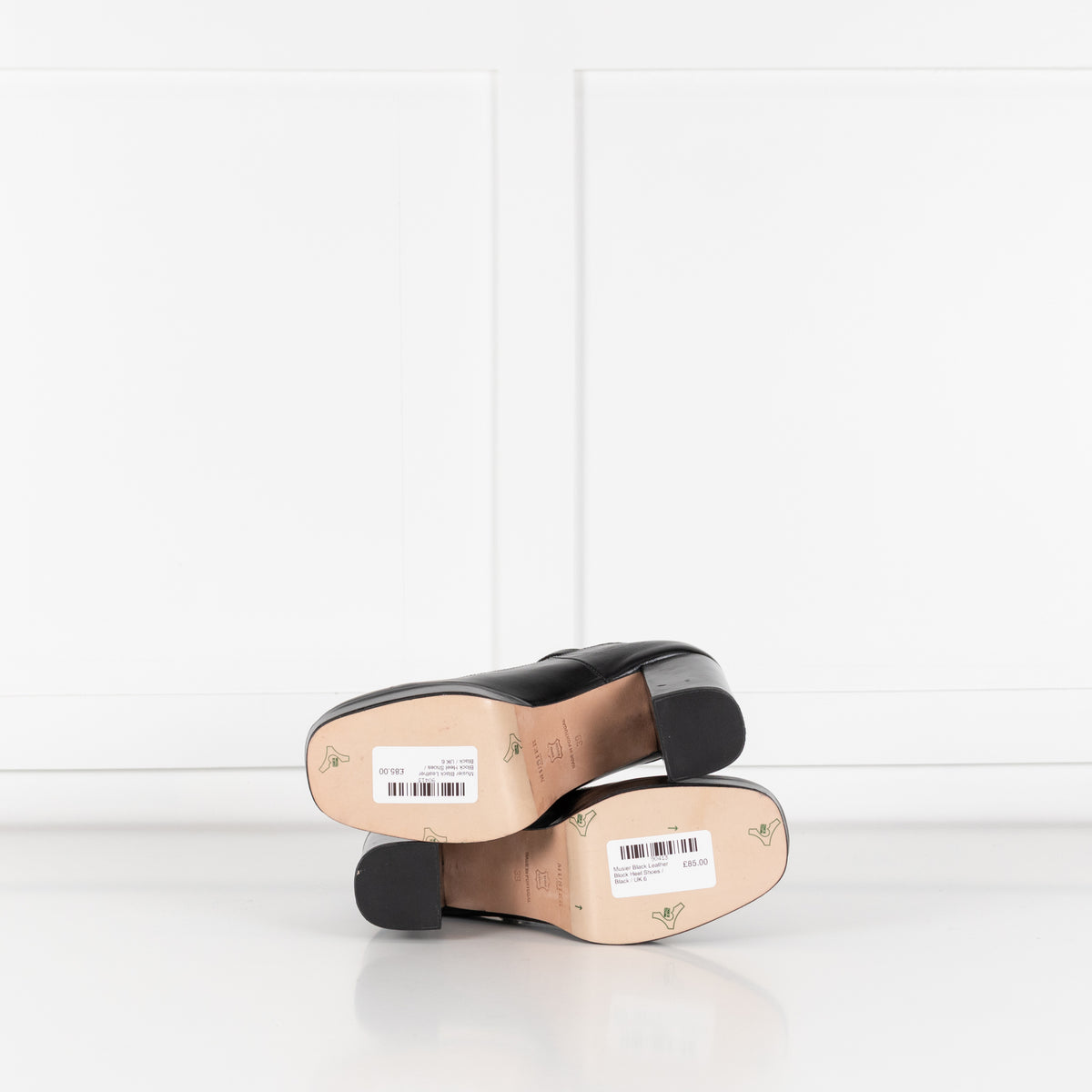 Musier Black Leather Block Heel Shoes