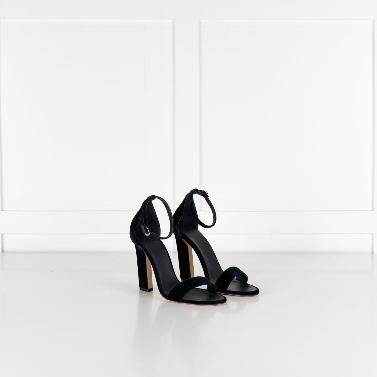 Victoria Beckham Navy Velvet Heeled Sandals