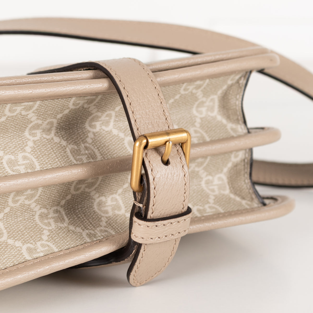 Gucci Beige & White Canvas Interlocking G Crossbody Bag