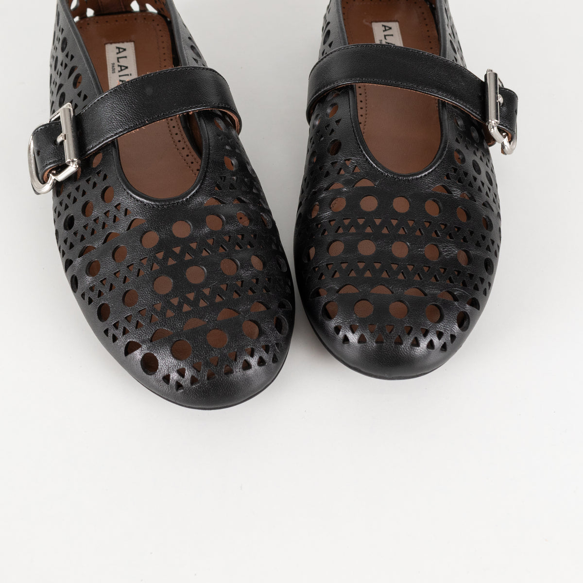 Alaia Black Vienne Cut Out Lambskin Ballerina Shoes