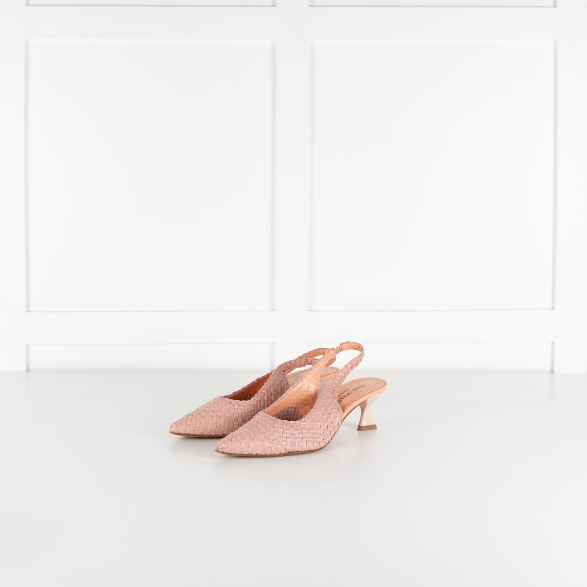 Pons Quintana Dusty Pink Woven Leather Heeled Slingbacks