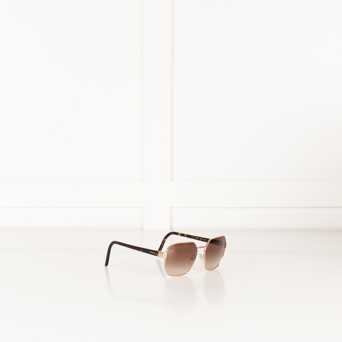 Prada Gold Frame & Brown Lens Sunglasses