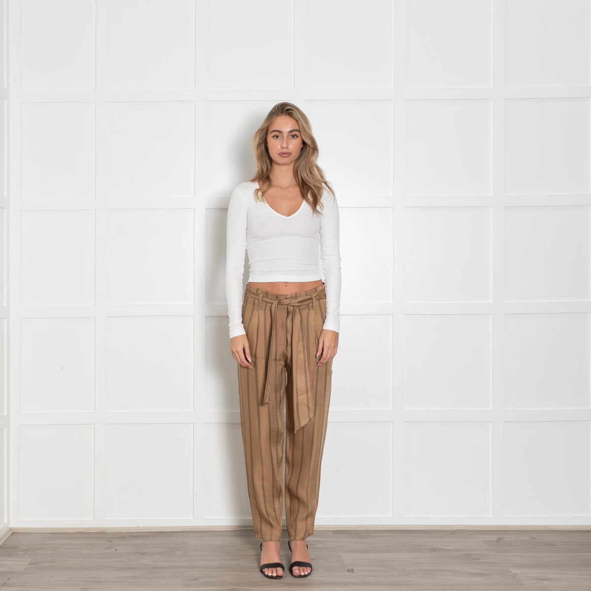 Forte Forte Brown Trousers With Black Stripe & Belt