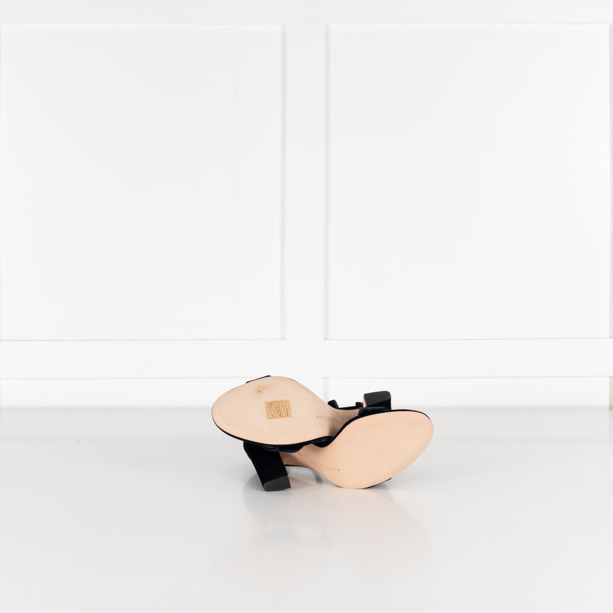 Victoria Beckham Navy Velvet Heeled Sandals