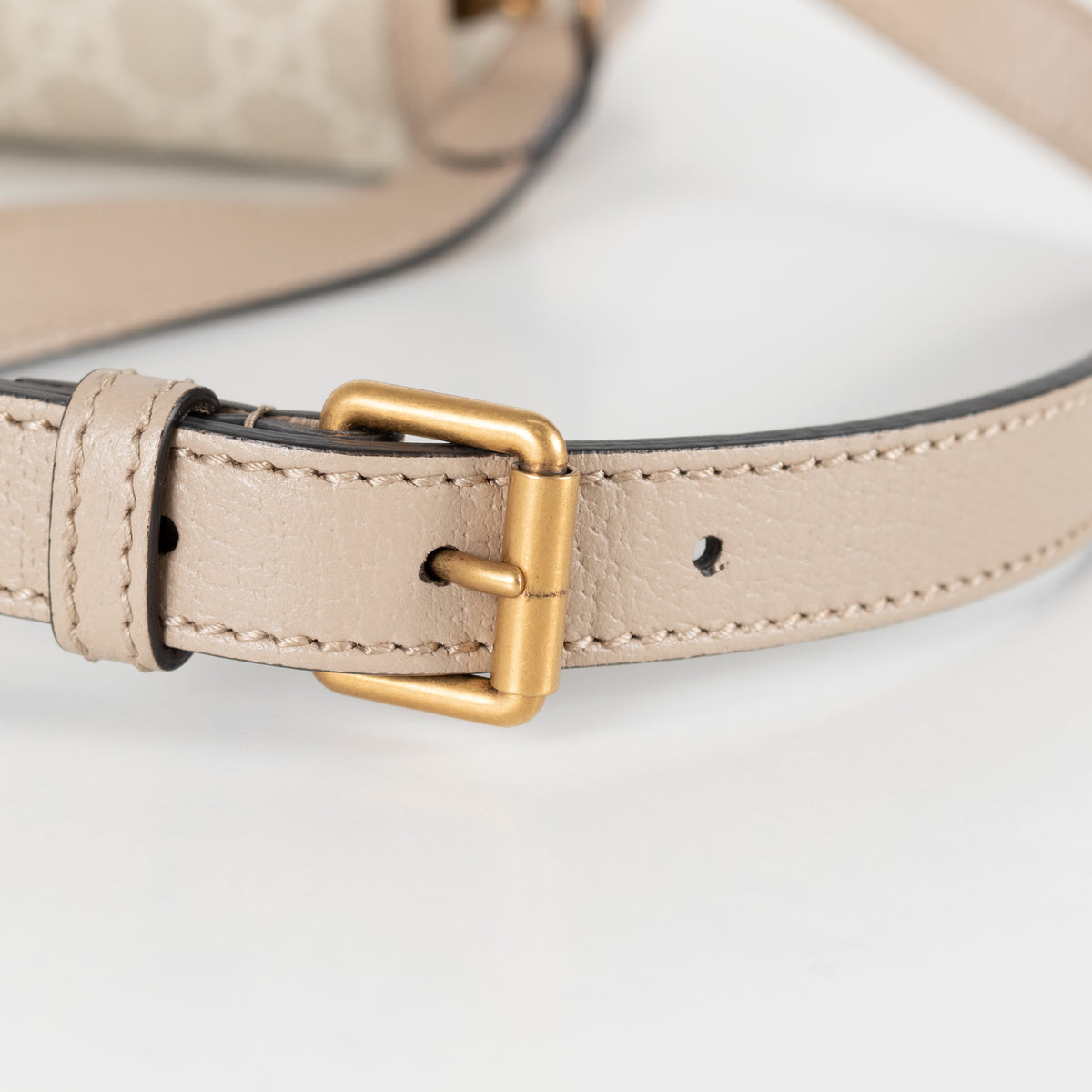 Gucci Beige & White Canvas Interlocking G Crossbody Bag