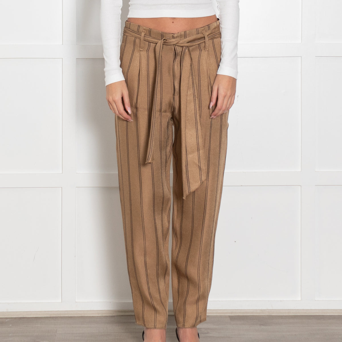 Forte Forte Brown Trousers With Black Stripe & Belt