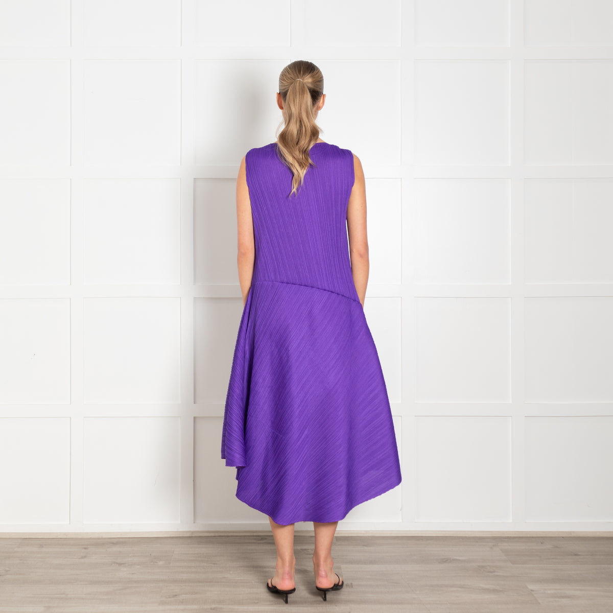 Issey Miyake Pleats Please Purple Sleeveless Asymmetric Dress