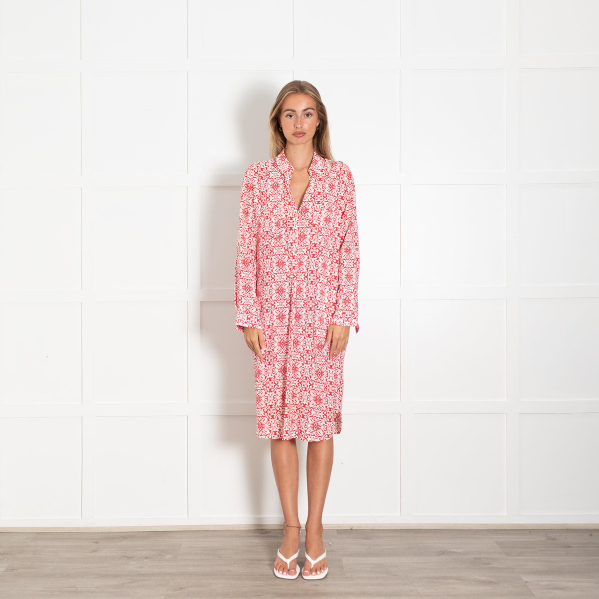 Melissa Odabash Red and White Shirt Dress
