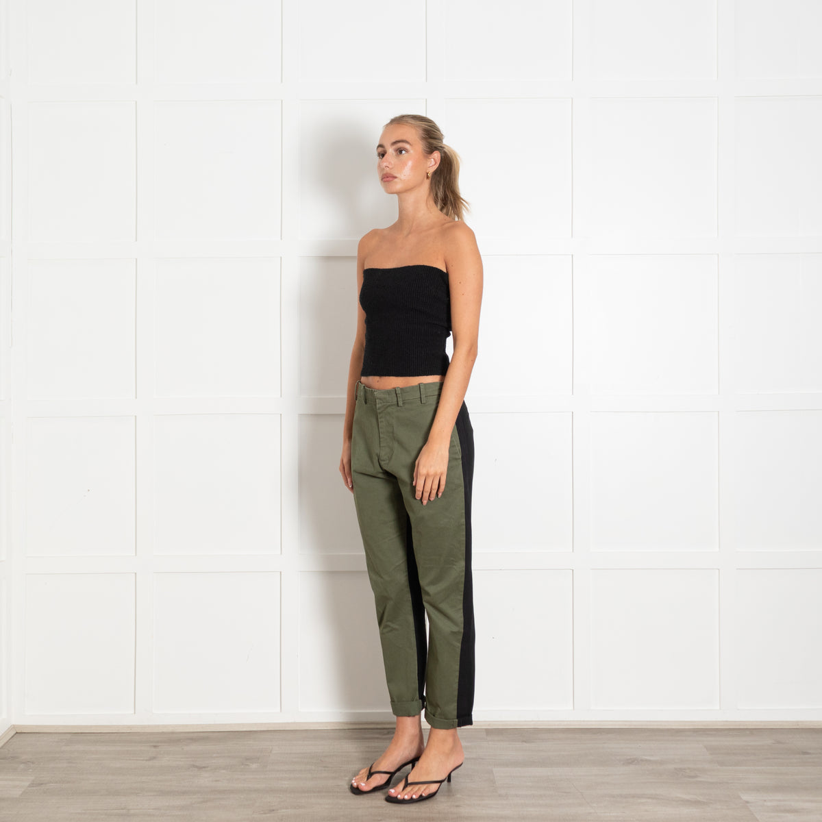 No.21 Khaki Black Two Tone Trousers