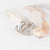 Chanel Silver Faux Pearl CC Brooch