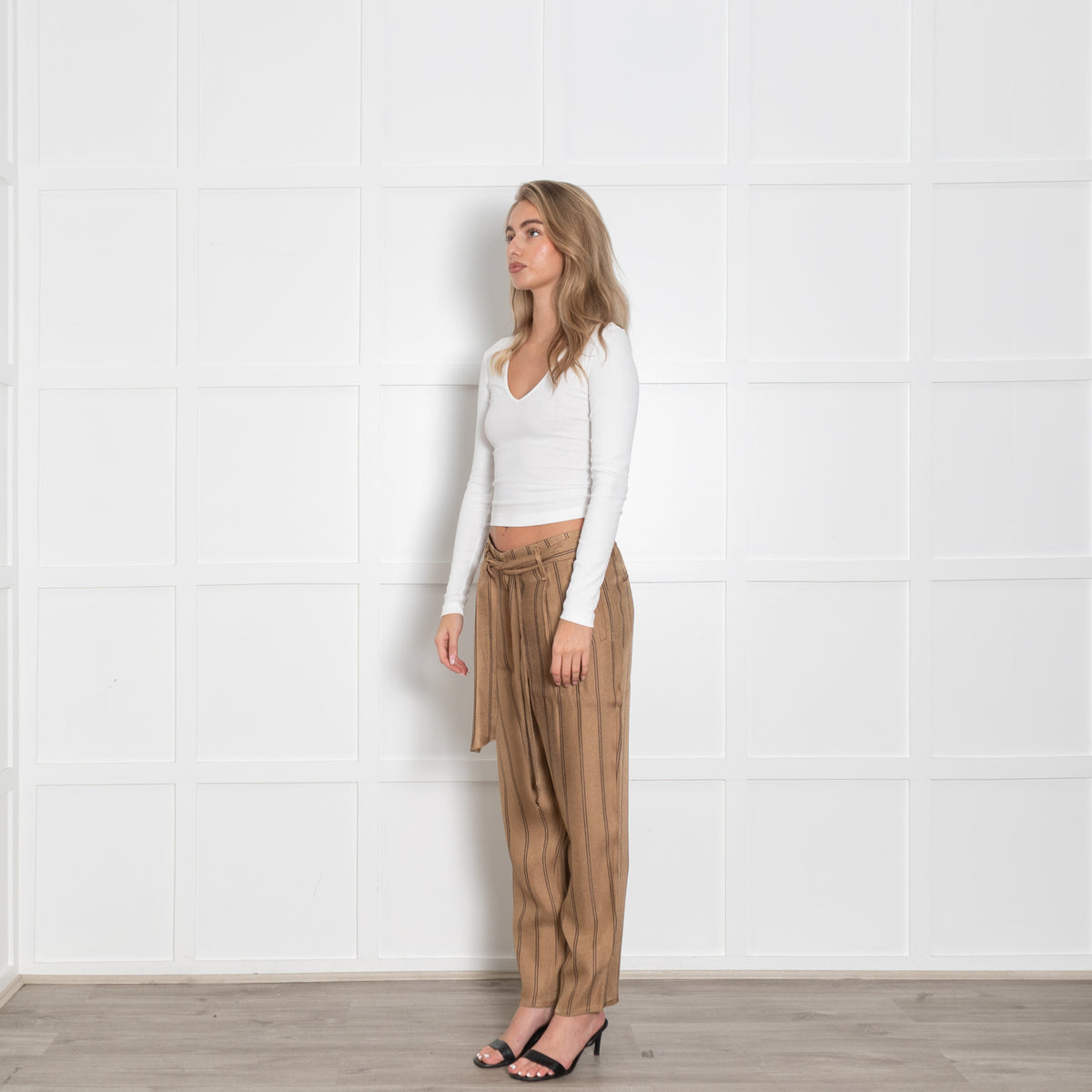 Forte Forte Brown Trousers With Black Stripe & Belt