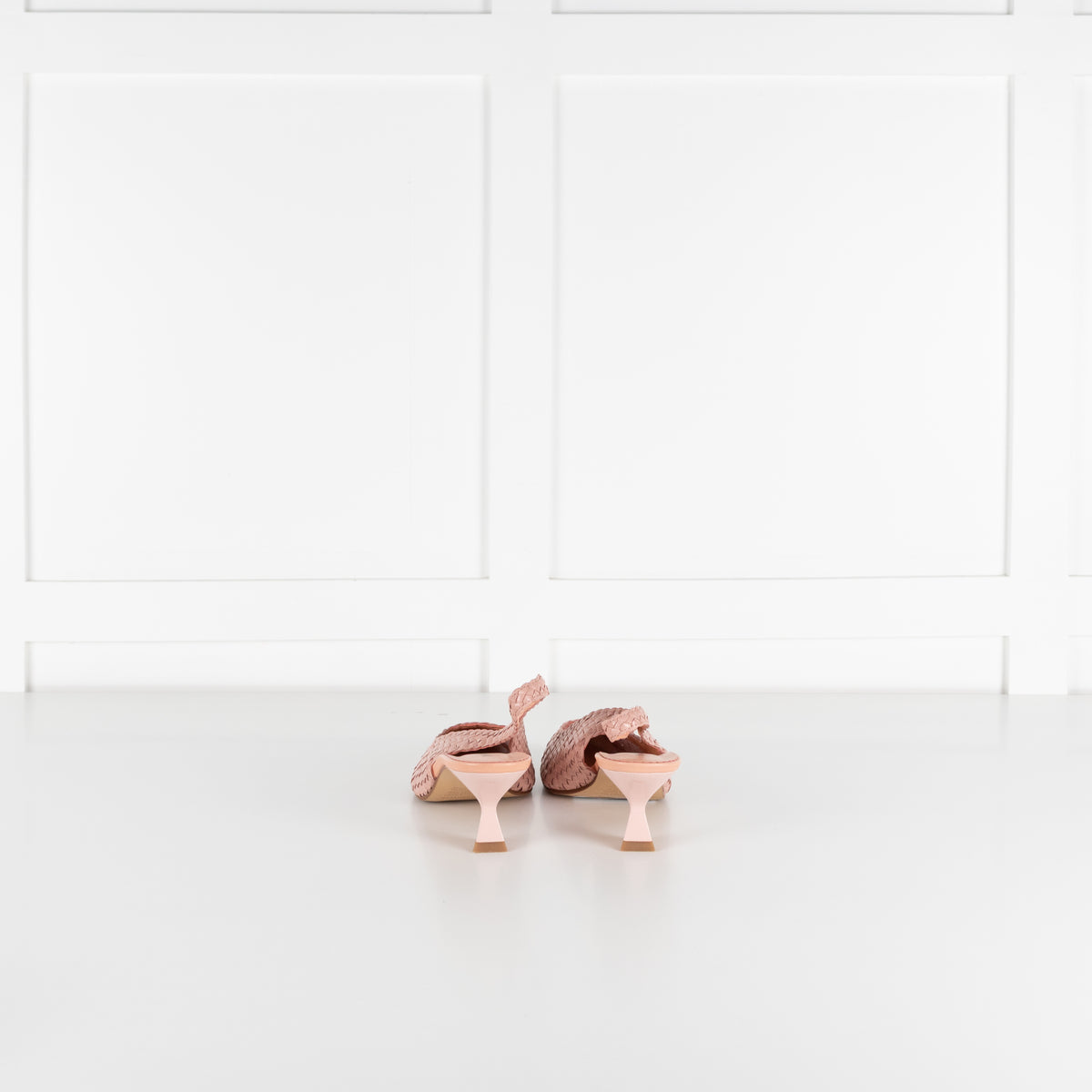 Pons Quintana Dusty Pink Woven Leather Heeled Slingbacks