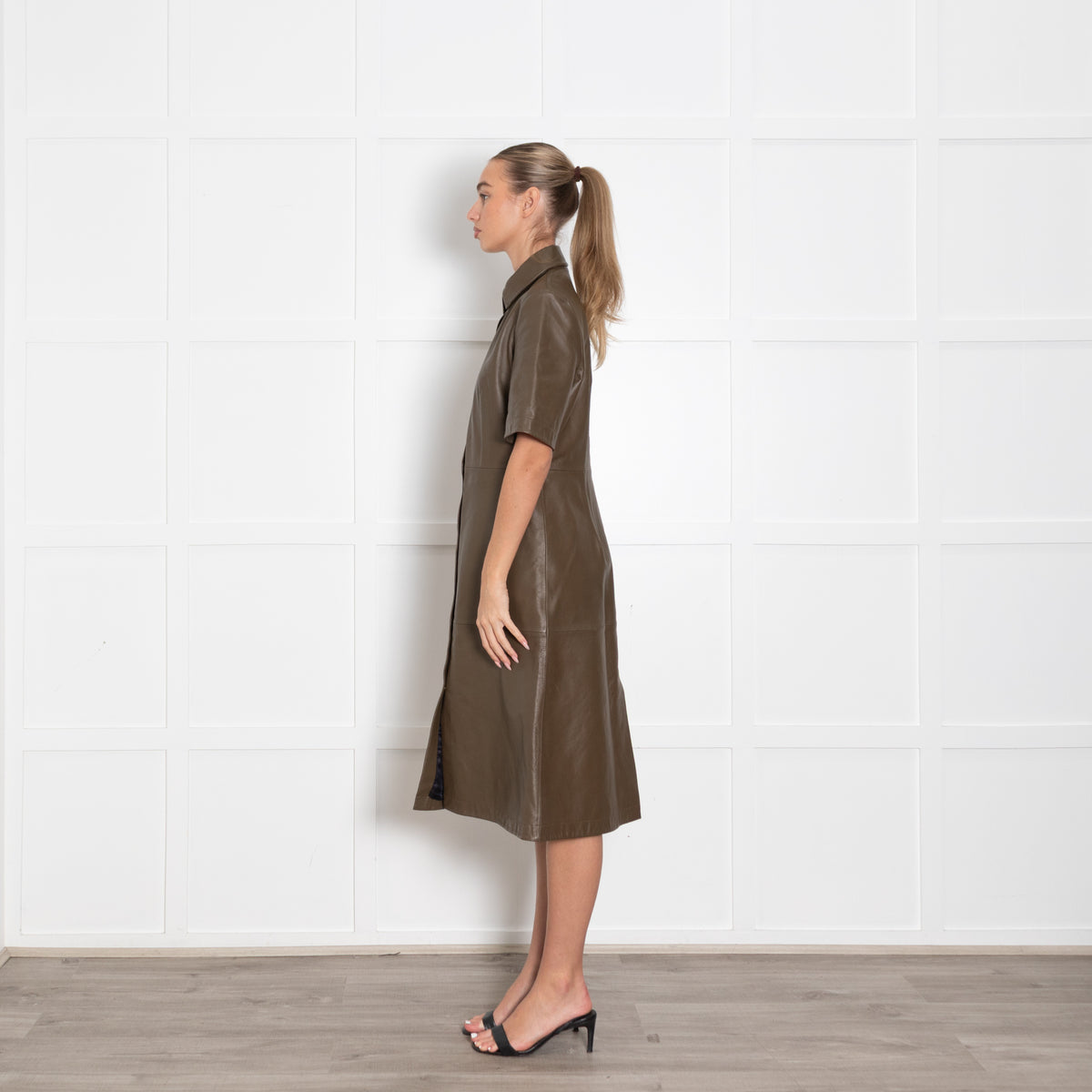 Paul Smith Khaki Button Up Leather Dress