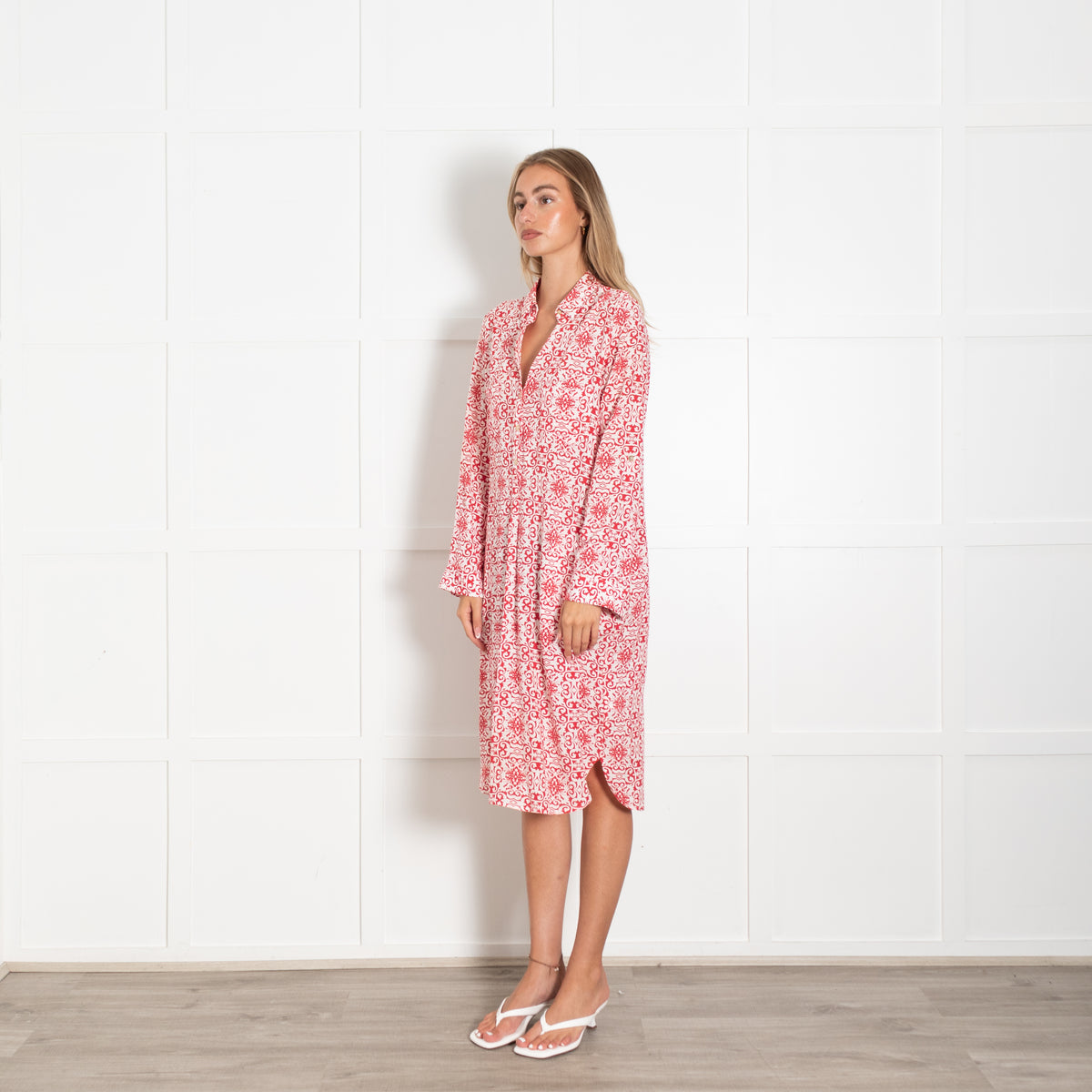 Melissa Odabash Red and White Shirt Dress
