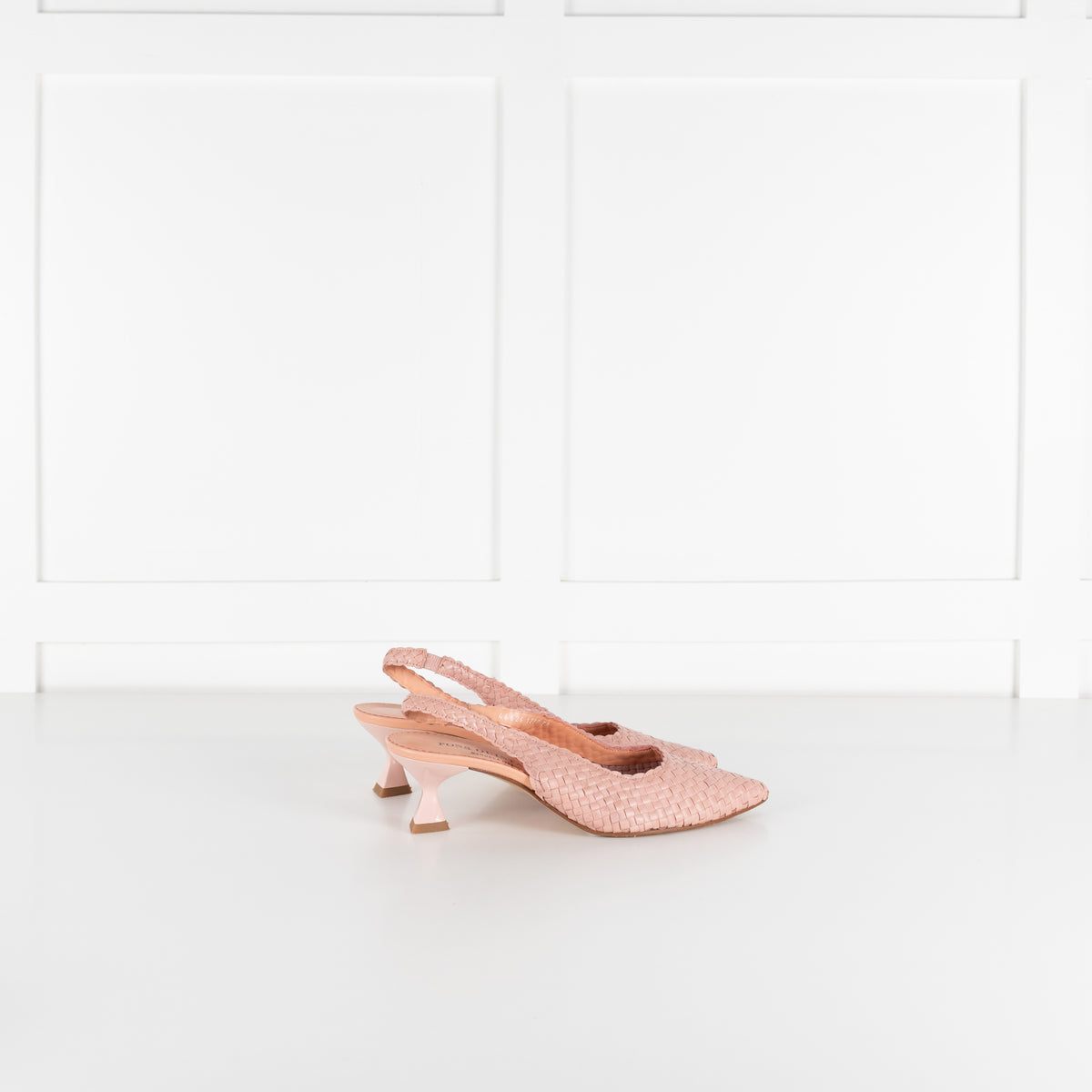Pons Quintana Dusty Pink Woven Leather Heeled Slingbacks