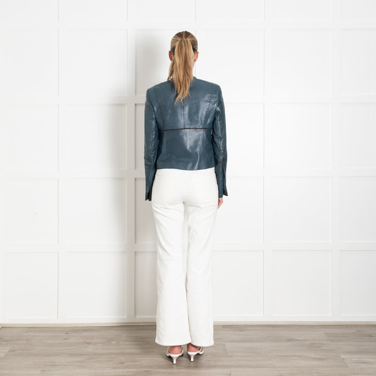 Akris Teal Leather Short Jacket