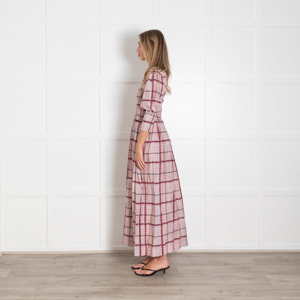 Ganni Moonlight Mauve Square Neck Maxi Dress
