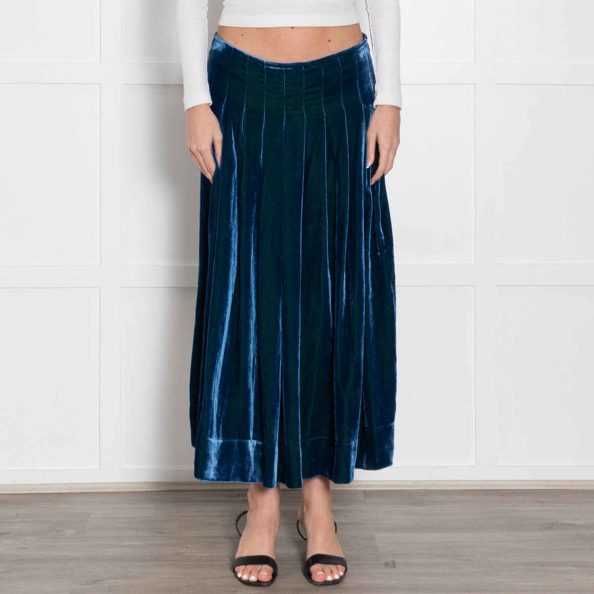 Moloh Blue Velvet Pleated Full Skirt