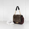 Diane Von Furstenberg Burgundy Fur Flap Harper Charlotte Shoulder Bag