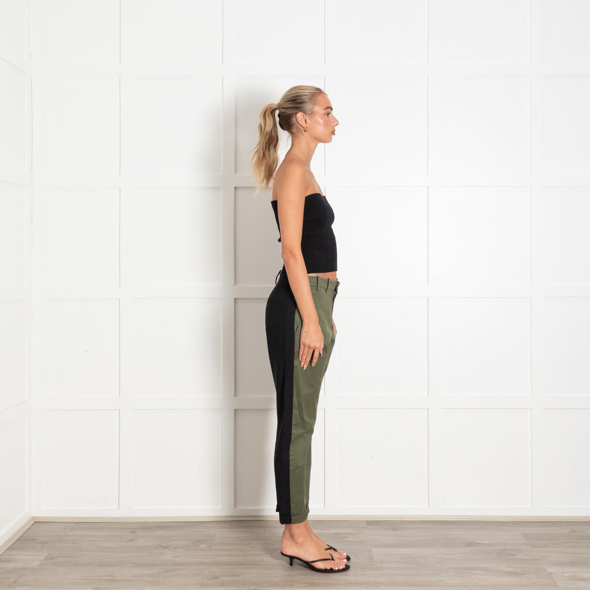 No.21 Khaki Black Two Tone Trousers