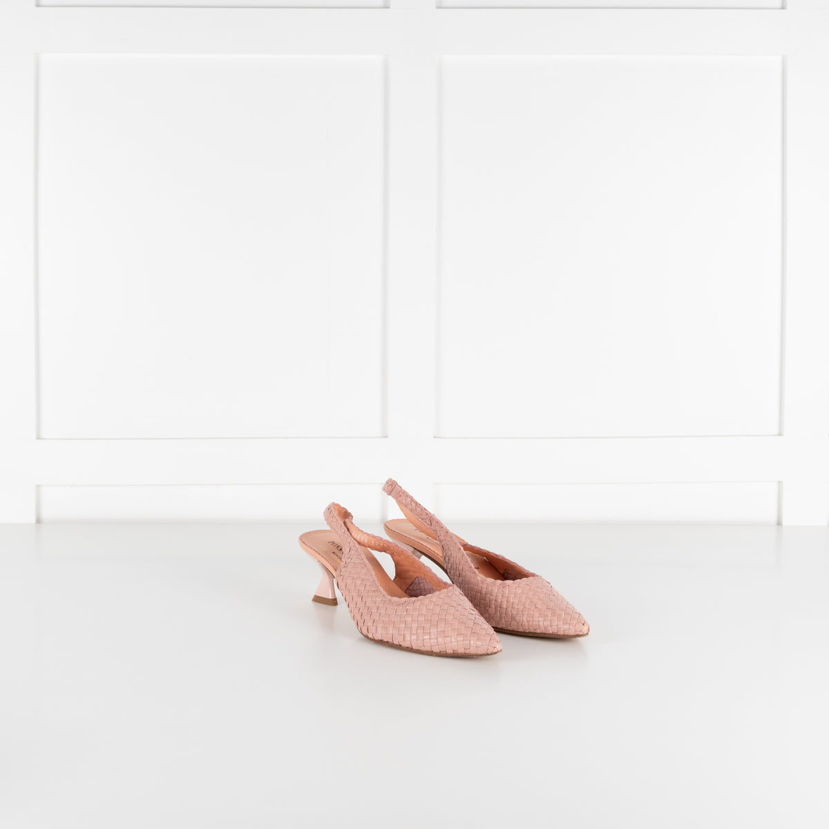 Pons Quintana Dusty Pink Woven Leather Heeled Slingbacks