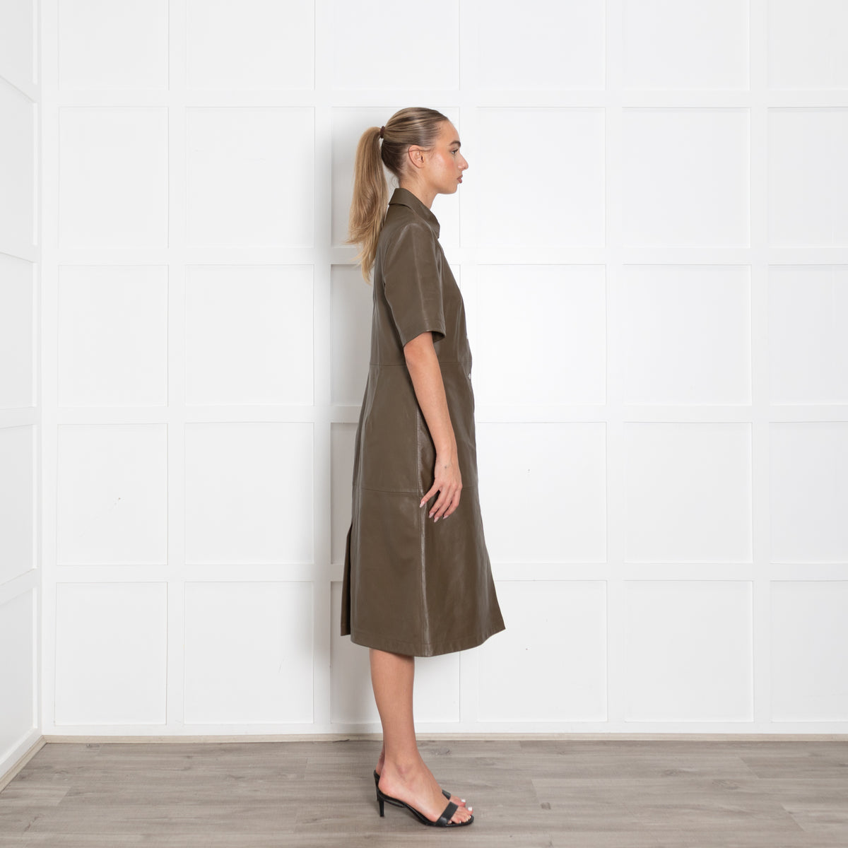 Paul Smith Khaki Button Up Leather Dress